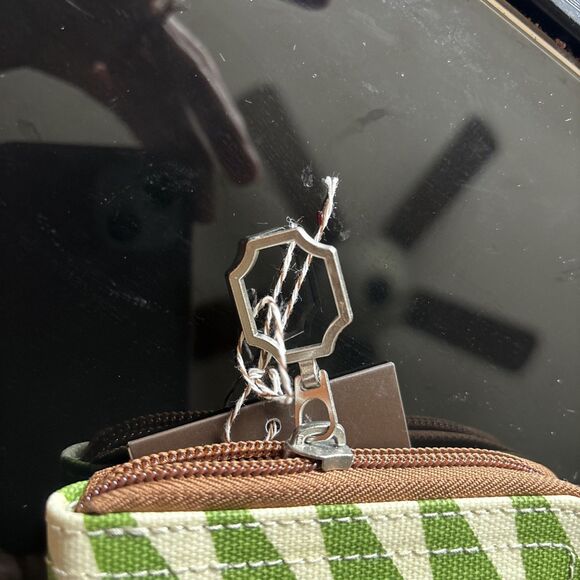 Halsea Zip-Around Wallet Retro Geometric Canvas Print Faux Leather Trim - Picture 9 of 14